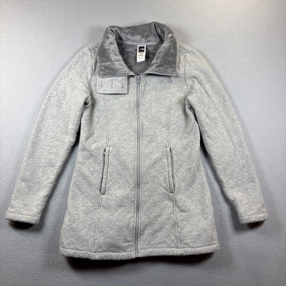 NORTH FACE Caroluna‎ Quilted Fleece Lined Full Zip Jacket Women's  M Light Gray
